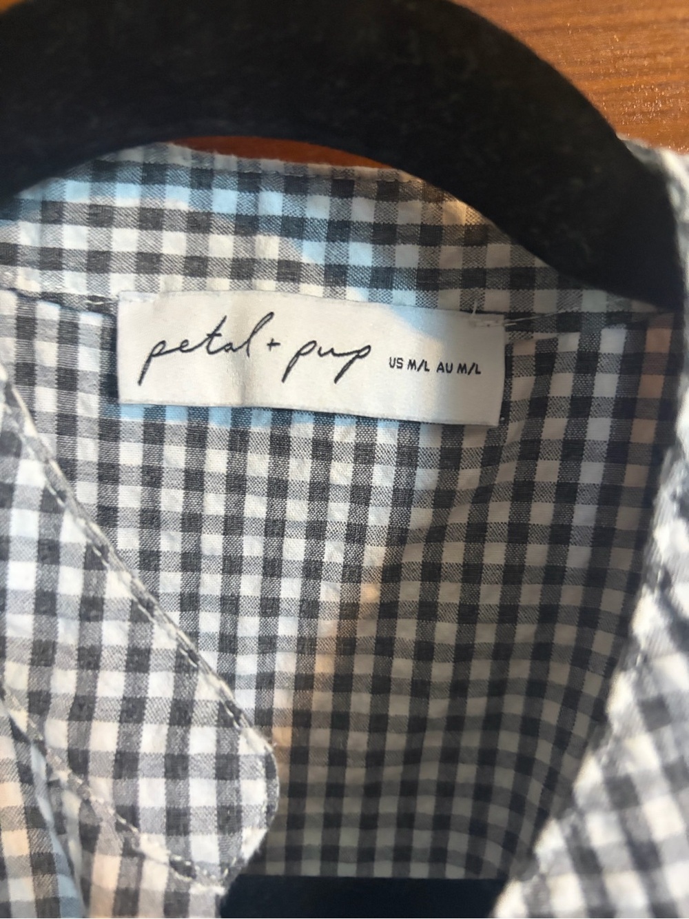 Petal and pup Gingham Button-Front Tiered Shirt Dress - Black & White - Picture 2 of 3